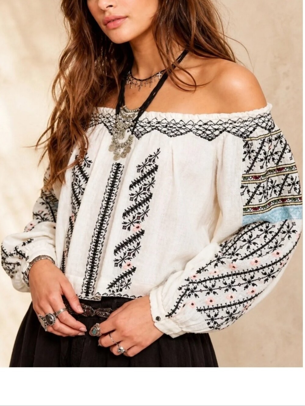 Free People All I Need Embroidered Top Size XS